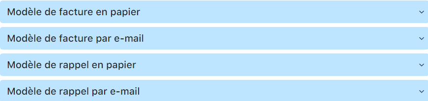 Sections des modèles de facturation